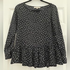 LOFT XXSP Black & White Polka Dot Top